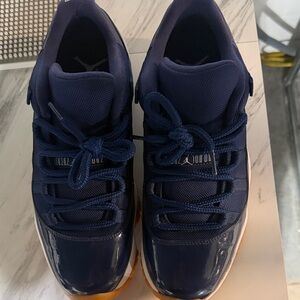 Jordan 11s Navy Blue Sneakers with Gum Sole